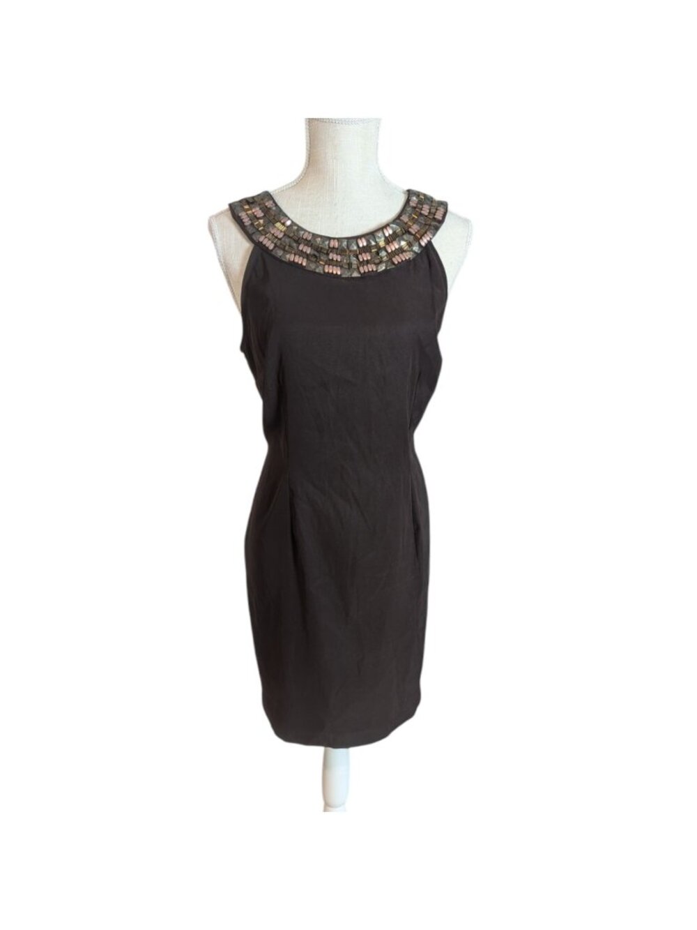 Connected Dark Brown Sleeveless Sheath Dress Petite Size 12